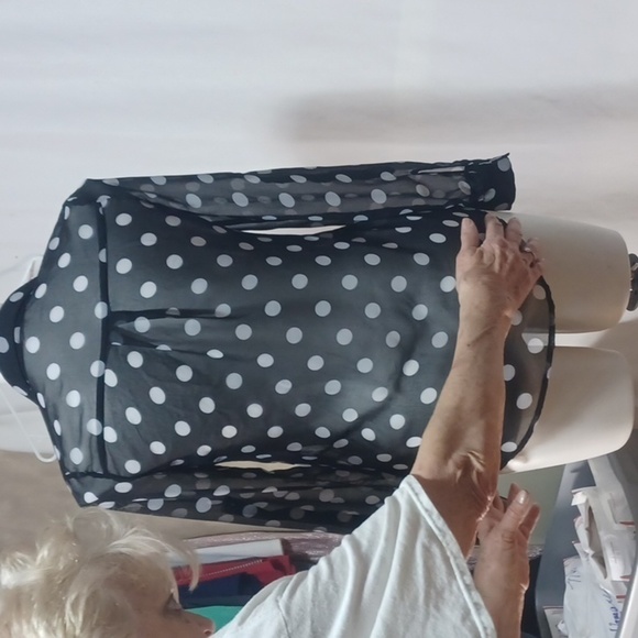 Sans kouci womens top size small in a beautiful see thru black with poka dots - Picture 5 of 6